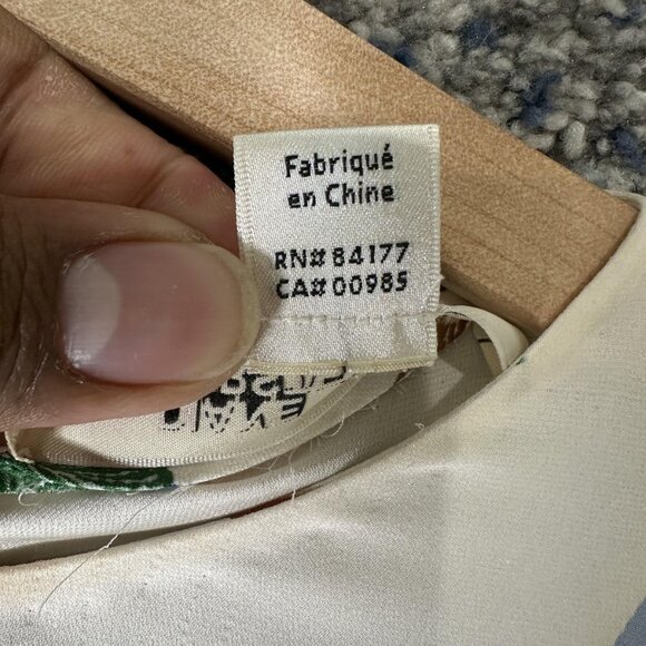 Diane von Furstenberg Blouse Womens 8 Cream Blue Floral Colorblock Long Sleeve - Picture 5 of 7